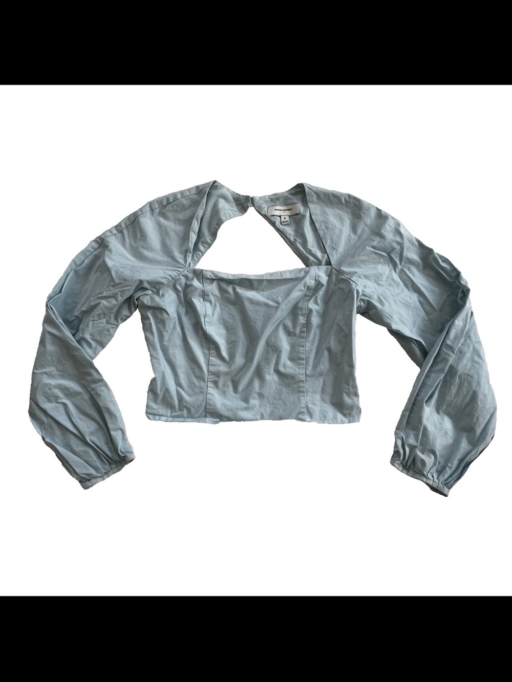 Banana Republic Cropped Poplin Long Sleeve Cropped Blouse Womens S Back Cutout